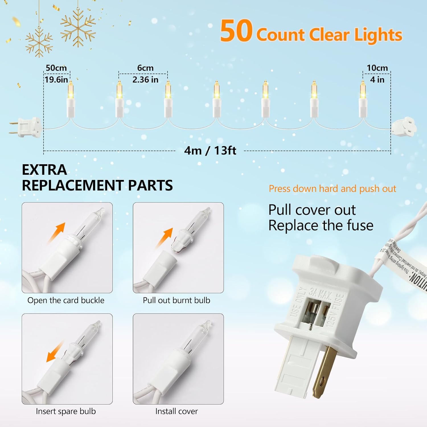 Brightown Incandescent Clear Bulb Lights 13ft White Cord – Soothing 2700K Light for Journaling Nook, Sleep Ritual & Restorative Home Atmosphere