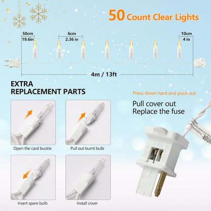 Brightown Incandescent Clear Bulb Lights 13ft White Cord – Soothing 2700K Light for Journaling Nook, Sleep Ritual & Restorative Home Atmosphere