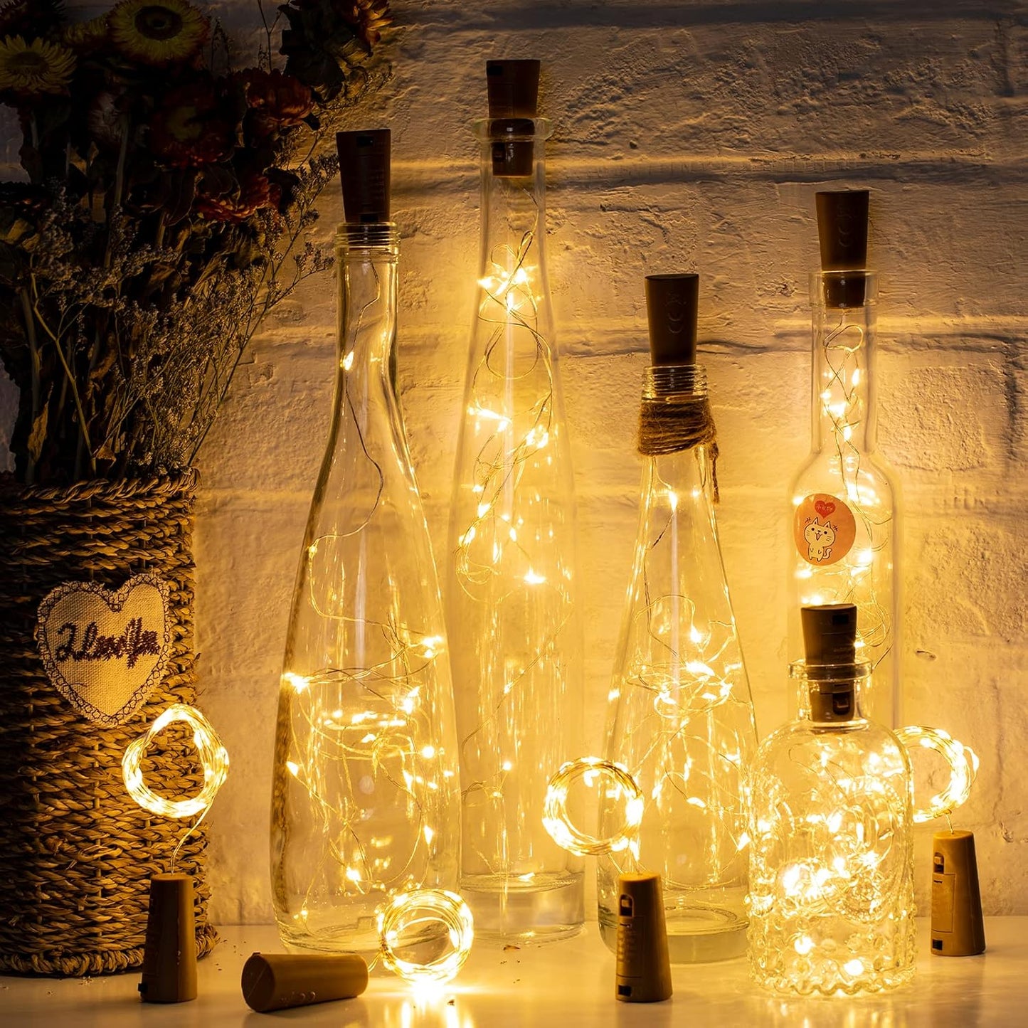 Brightown Patio Mood Lights for Bottles – Backyard Bar Counter Glow, 120-Hour Battery Cork LED String