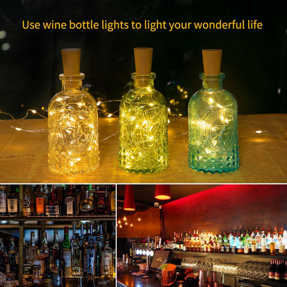 Brightown Patio Mood Lights for Bottles – Backyard Bar Counter Glow, 120-Hour Battery Cork LED String
