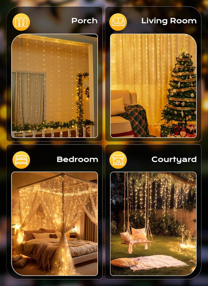 Brightown Purple 300 LED Curtain String Lights 5V USB Plug, Auto Off Timer Child Friendly Fairy Curtain for Kids Bedroom and Dorm, 8 Modes with Remote