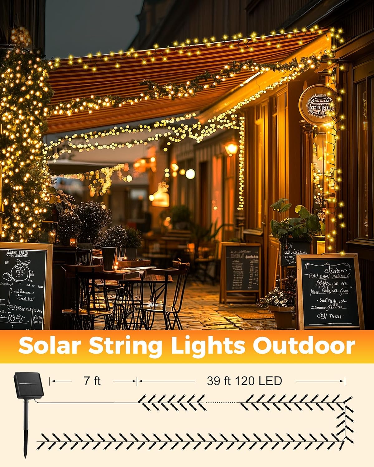 Brightown Solar String Lights – Valentine's Day Gift for Couples, Romantic Garden Glow 39ft