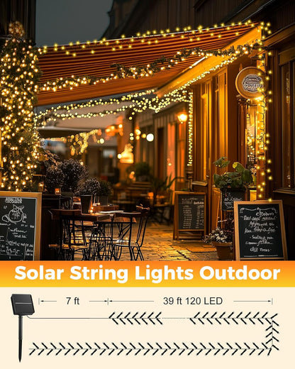 Brightown Solar String Lights – Valentine's Day Gift for Couples, Romantic Garden Glow 39ft