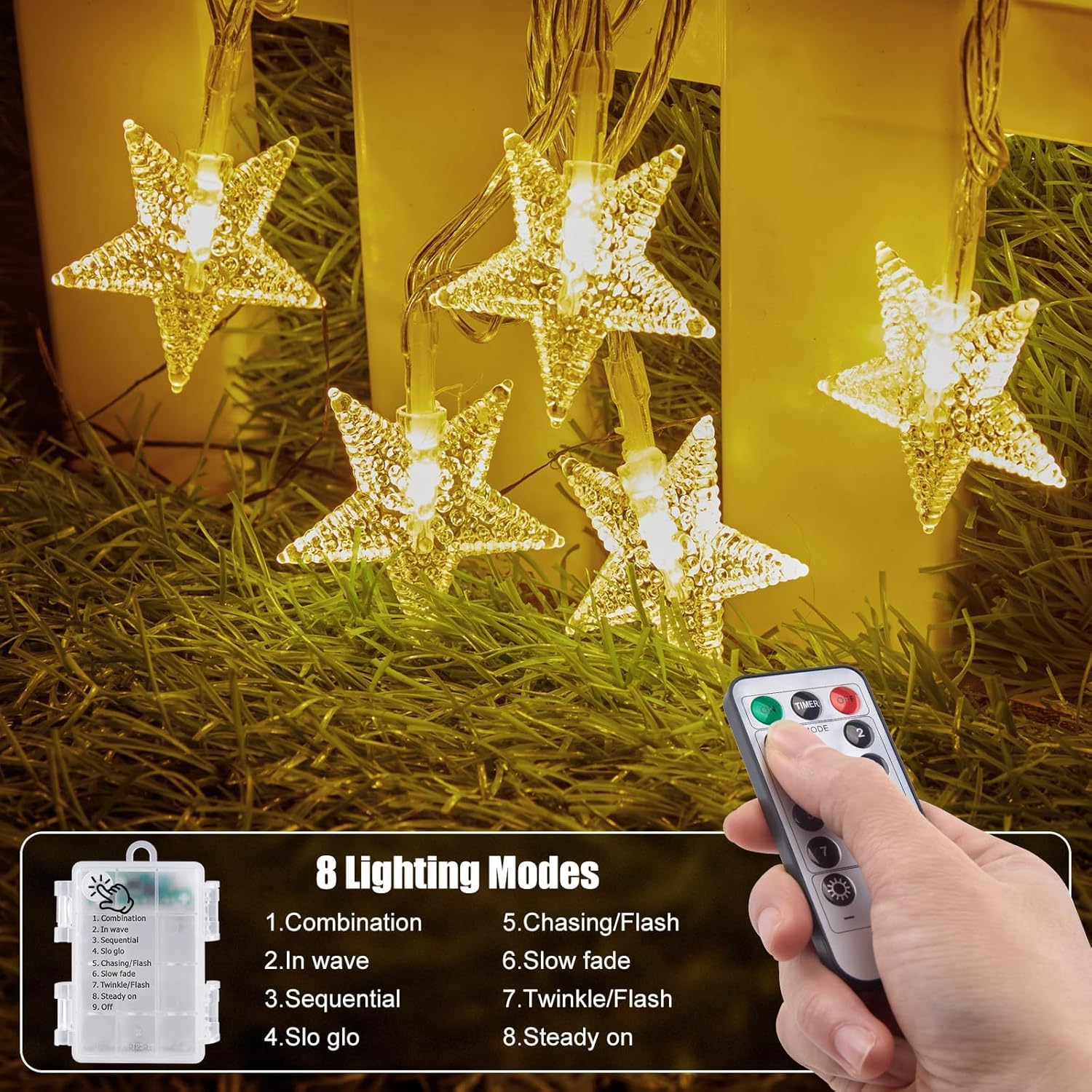 Brightown Star String Lights – Holiday and Christmas Gift for Teens and College Students, Dorm Ready Battery Star Lights with Remote