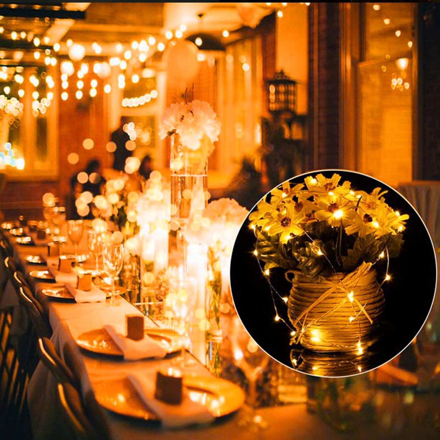 Brightown Starry Moon String Lights – Firefly Glow for Apartment Bedroom and Coffee Table Centerpiece