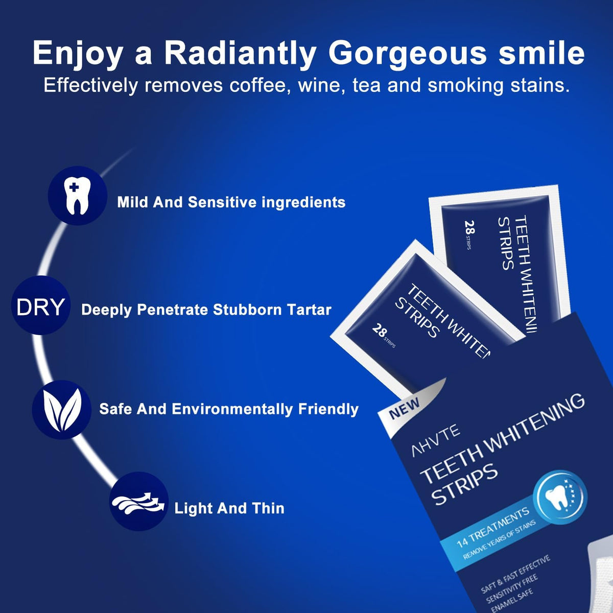 BrightSmile Co. Teeth Whitening Strips – Pain-Free Enamel-Safe Whitening, Designed for Sensitive Teeth at Home