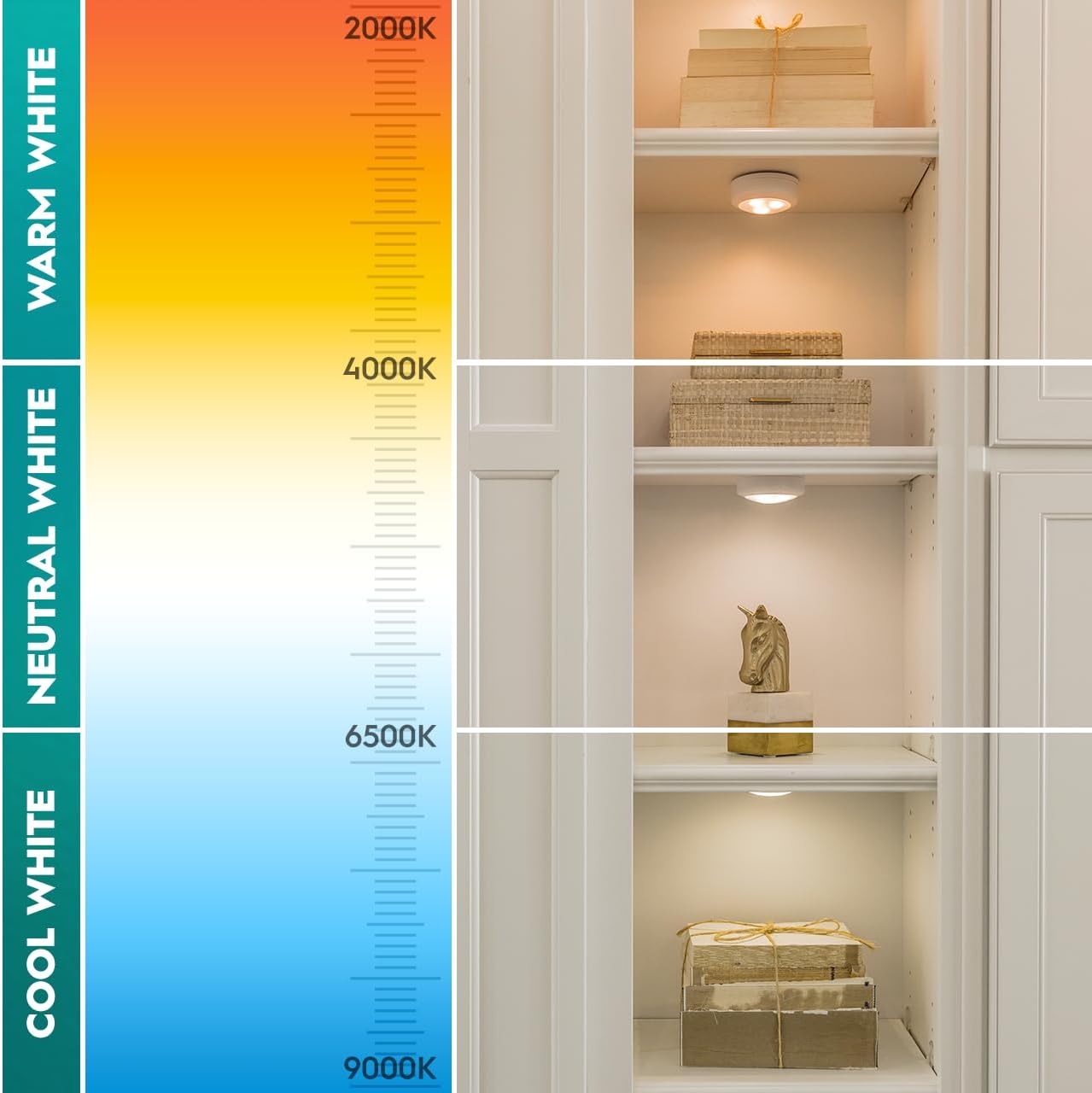 Brilliant Evolution Stick On LED Touch Lights – Soft Ambient Puck for Reading Alcove and Guest Room Styling, Pack of 2