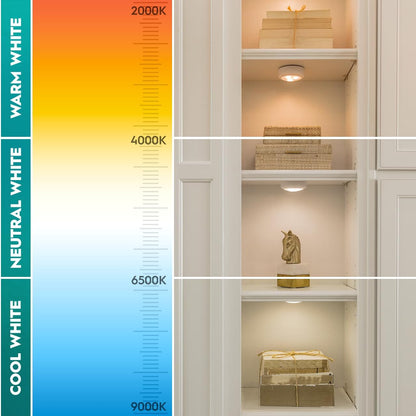 Brilliant Evolution Stick On LED Touch Lights – Soft Ambient Puck for Reading Alcove and Guest Room Styling, Pack of 2
