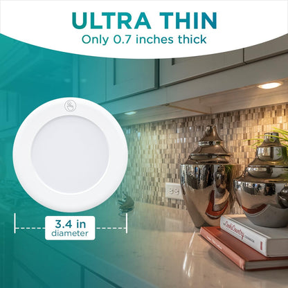 Brilliant Evolution Stick On LED Touch Lights – Soft Ambient Puck for Reading Alcove and Guest Room Styling, Pack of 2
