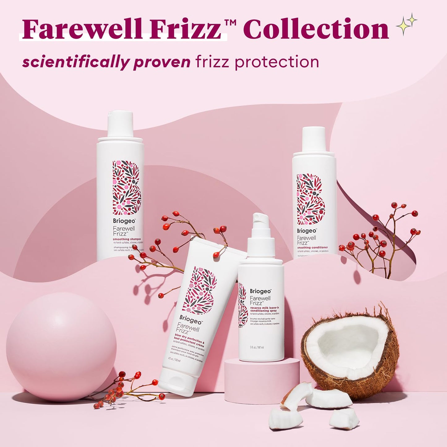 Briogeo Farewell Frizz Blow Dry Perfection Crème – Mother's Day Pampering Present, Clean Beauty Smoothing Cream