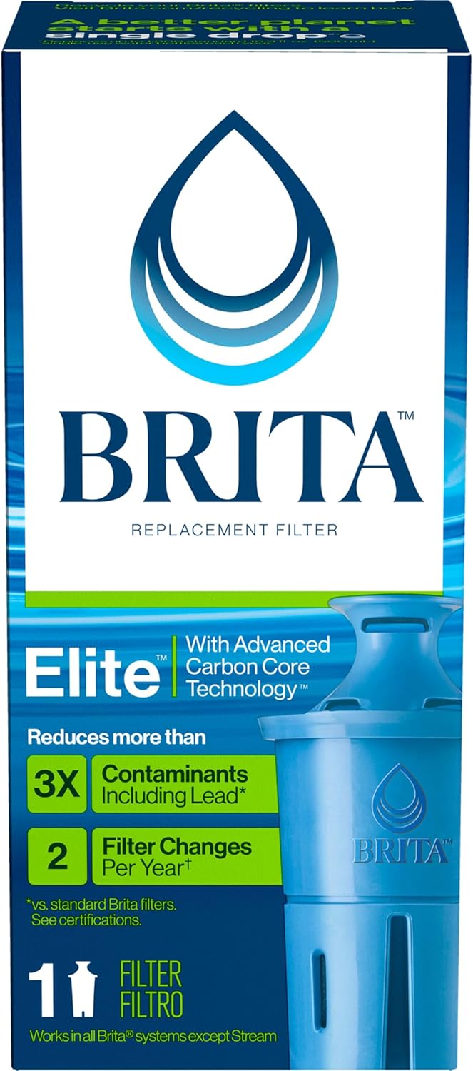 Brita Elite Longlast Filter – Certified Clean Water for Homes with Legacy Copper and Galvanized Plumbing, 6-Month Supply