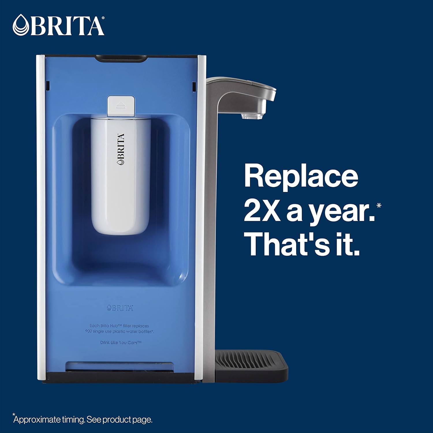 Brita Hub Countertop Water Filter – Everyday Kitchen Filter for Cleaner Drinking Water, BPA-Free White Finish