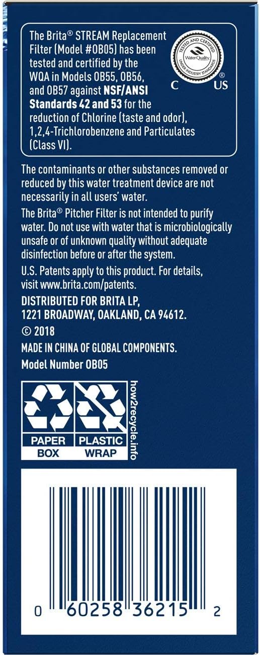 Brita Stream Replacement Filters 3 Count – Designer-Friendly Filtered Water for Home Bar Areas