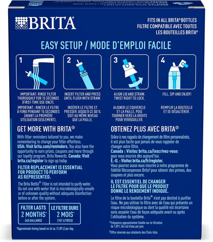 Brita Water Bottle Filter Cartridges – Electrolyte-Preserving Hydration for Health-Conscious Drinkers, BPA-Free, 3-Pack