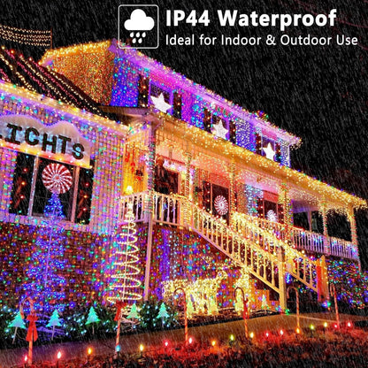 BrizLabs Color Changing Smart Christmas Lights – Balcony and Patio Party Lights, 98ft 300 LED Weatherproof Voice Controlled Multicolor Set