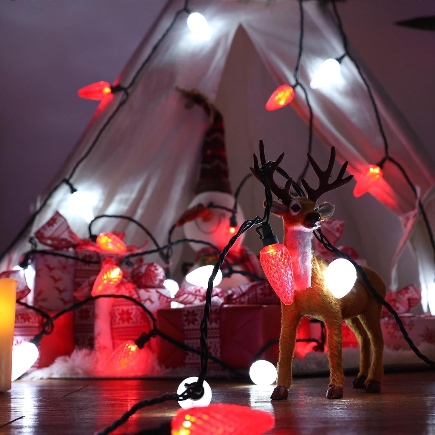 Brizled IP67 C9 Faceted LED Lights for Rain or Snow Holiday Use, 66FT Safe Outdoor String
