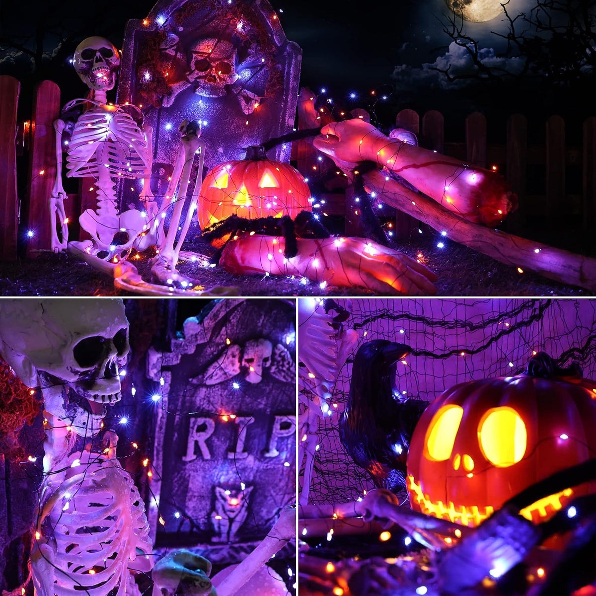 Brizled Solar Halloween Lights Outdoor – 240 LED Waterproof Strand for Deck, Garden and Outdoor Dining