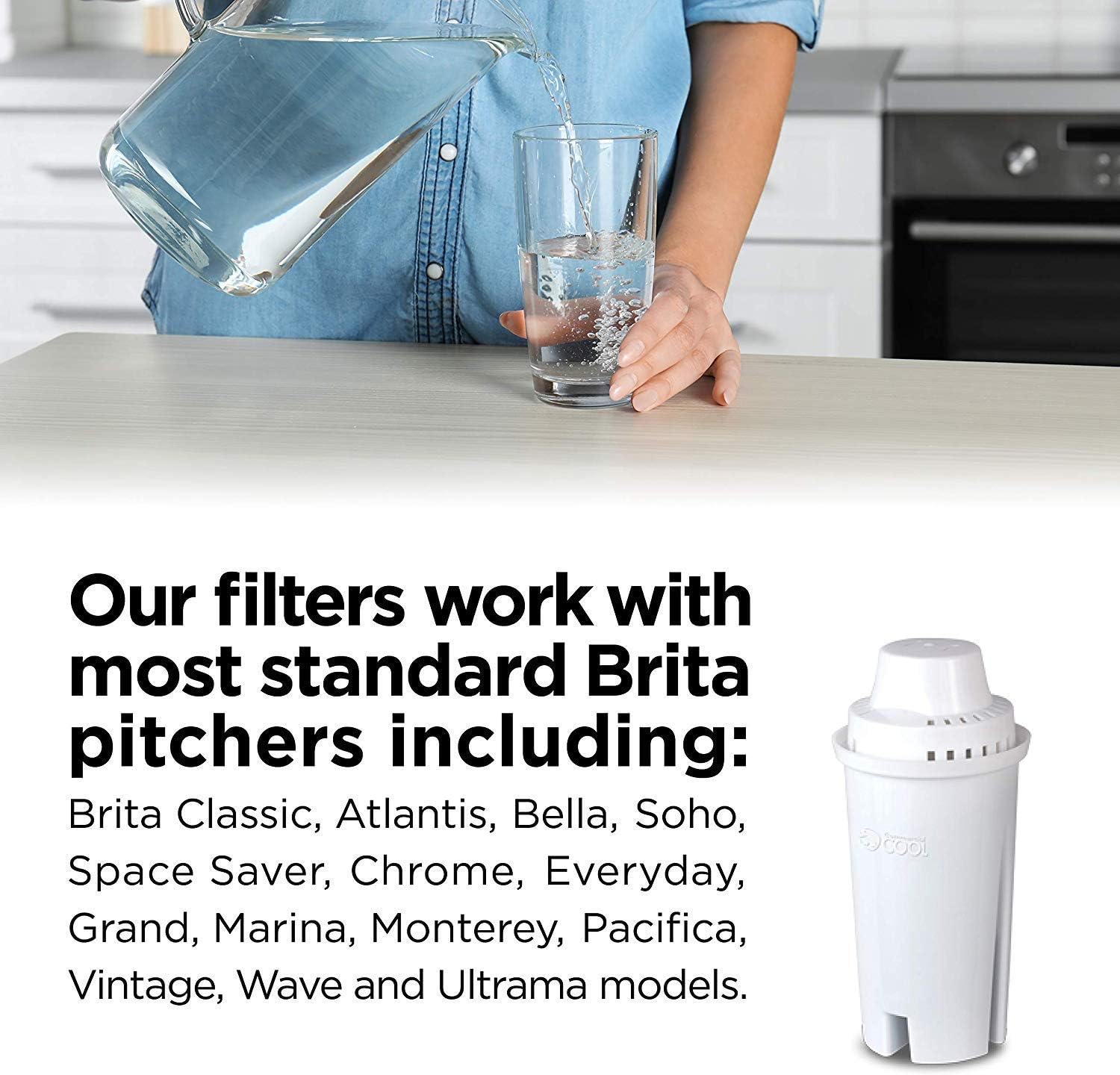 broad compatibility with brita classic, atlantis, bella, soho, space saver, chrome, everyday, grand, marina, monterey, pacifica, wave, and ultramax models