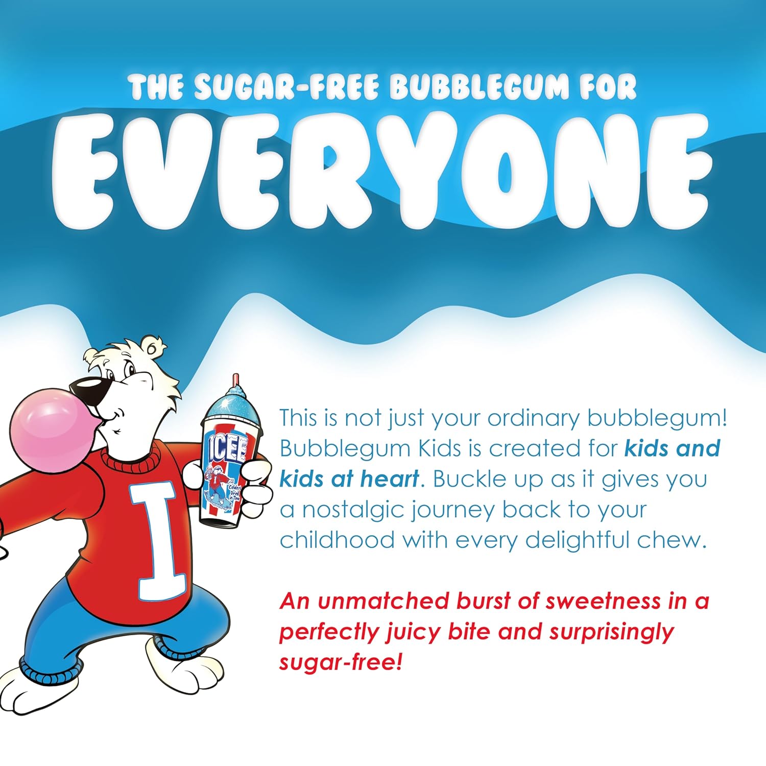 Bubblegum Kids Bubble Gum – Kid-Friendly Chewing Gum for Car Rides and Lunchboxes, Xylitol Sweetened