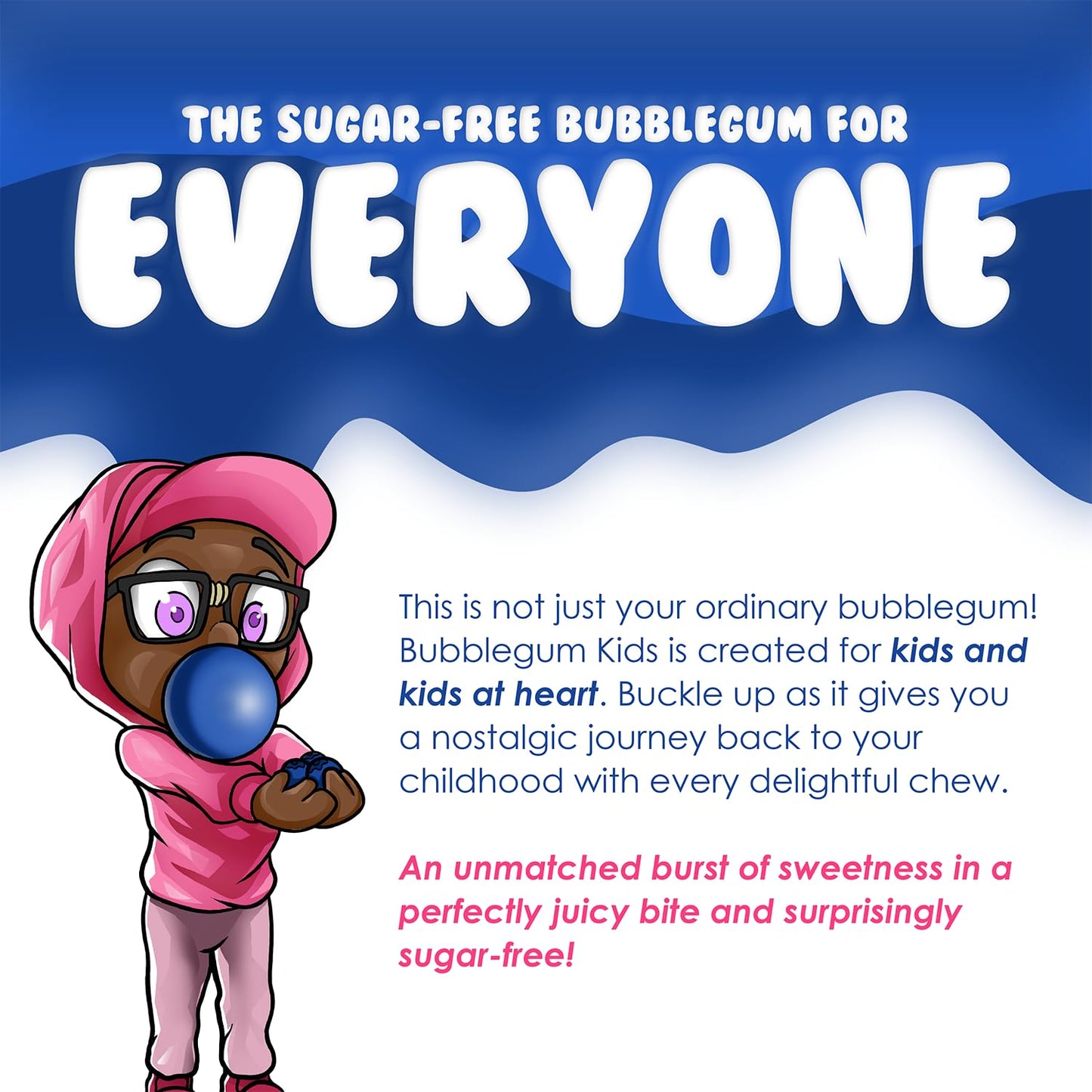 Bubblegum Kids Sugar Free Gum – Guilt-Free Chewing Gum for Clean-Eating Adults and Plant-Based Dieters on the Go