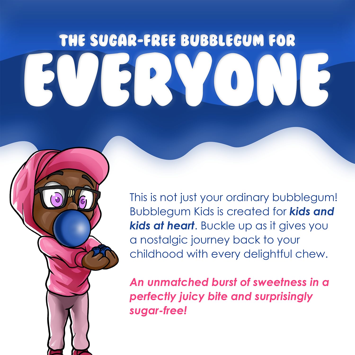 Bubblegum Kids Sugar Free Gum – Guilt-Free Chewing Gum for Clean-Eating Adults and Plant-Based Dieters on the Go
