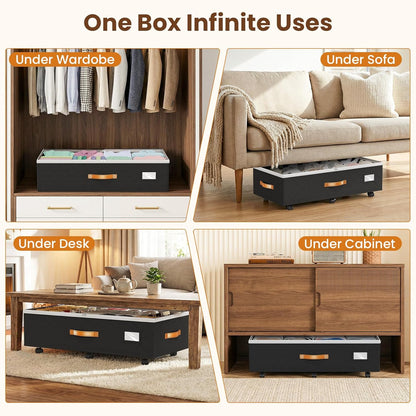 Budding Joy 80L Adjustable Under Bed Organizer – Kids' Closet Solution for Seasonal Wardrobe Rotation