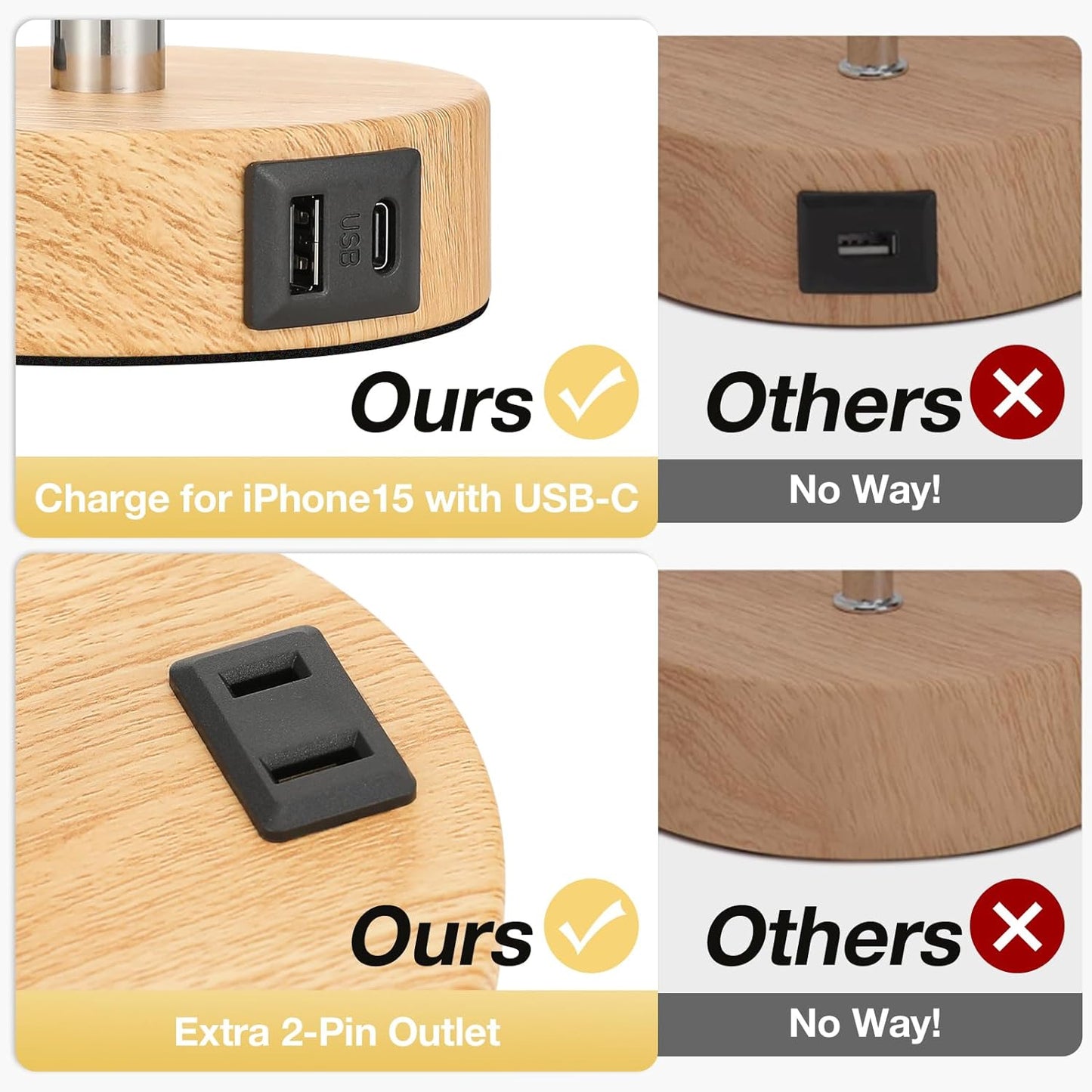 built-in 120v ac outlet for laptops, humidifiers, or speakers
