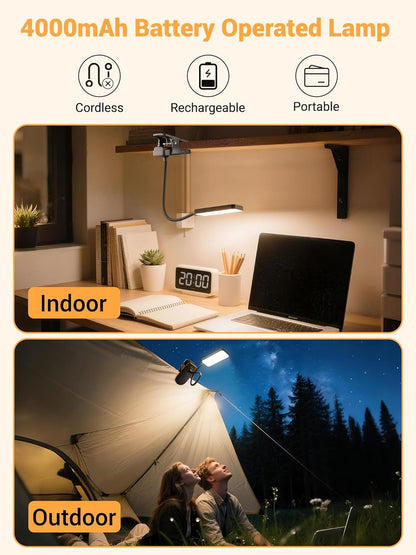 built-in 4000mah rechargeable lithium battery, 4.5–24 hour runtime, supports pass-through charging