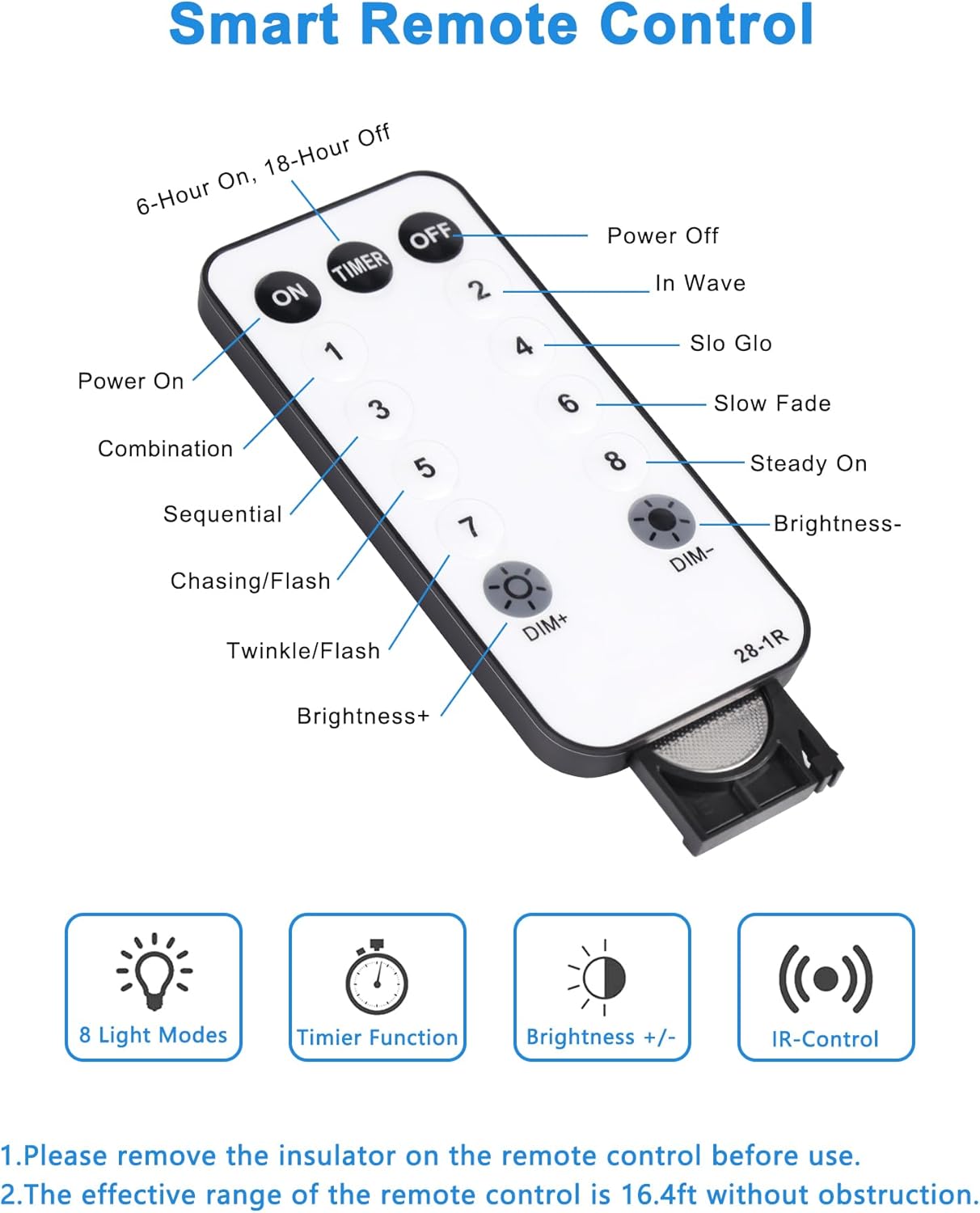 built-in 6-hour on / 18-hour off timer with brightness adjustment