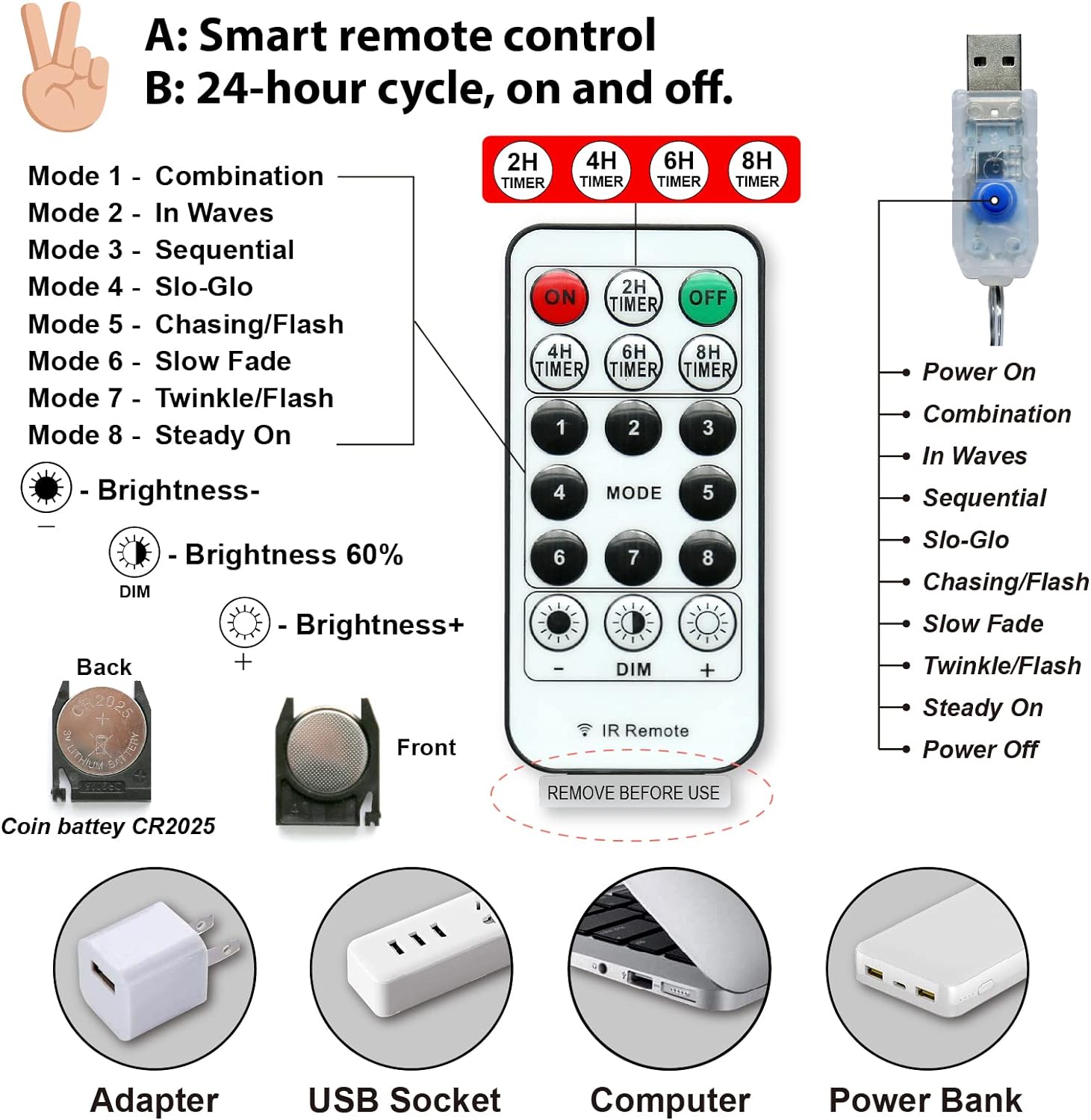 built-in 6hrs-on/18hrs-off auto timer function