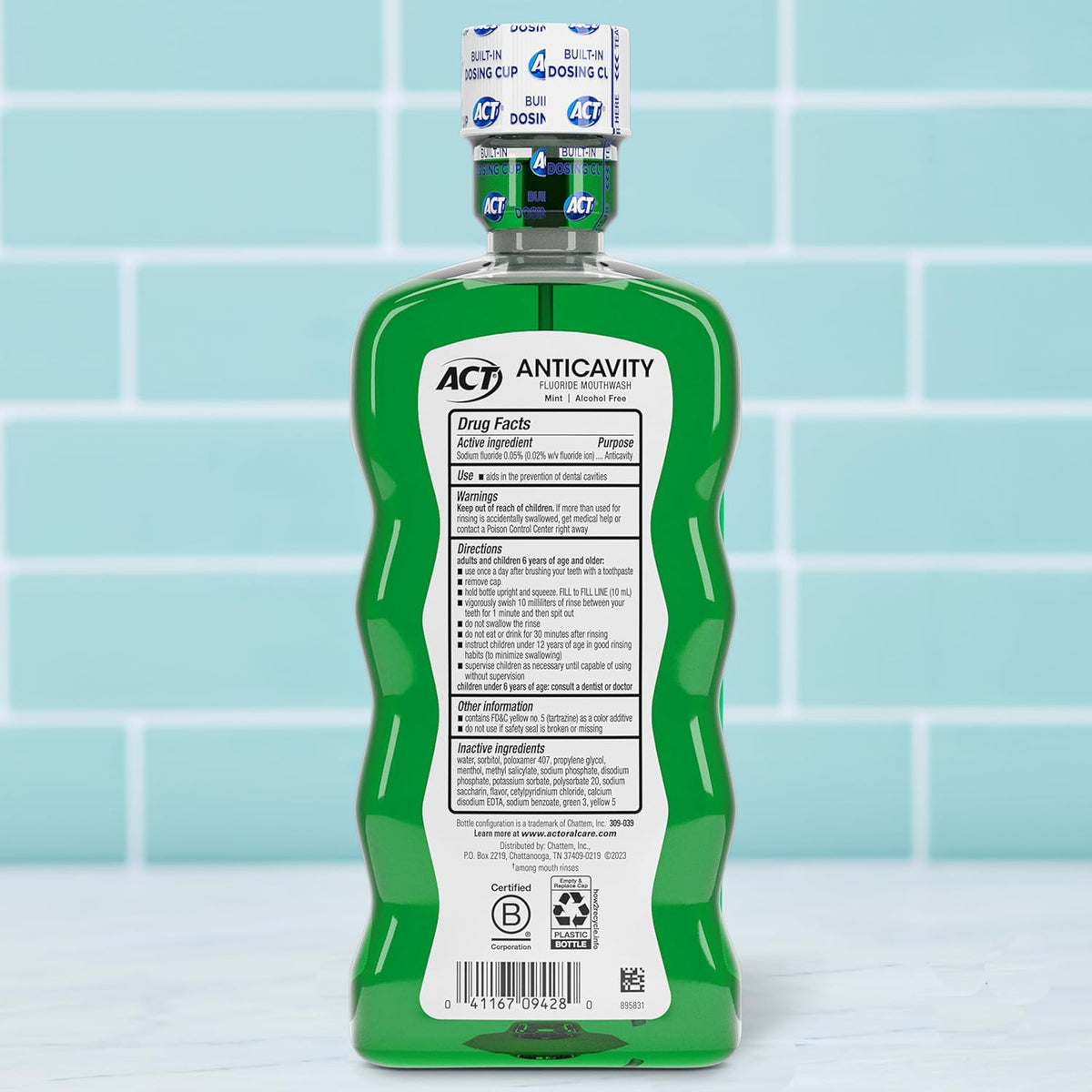 built-in accurate dosing cap on each bottle for measured, spill-resistant use