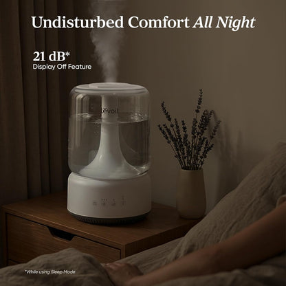 built-in aroma diffuser for essential oils, auto shut-off, and touch controls