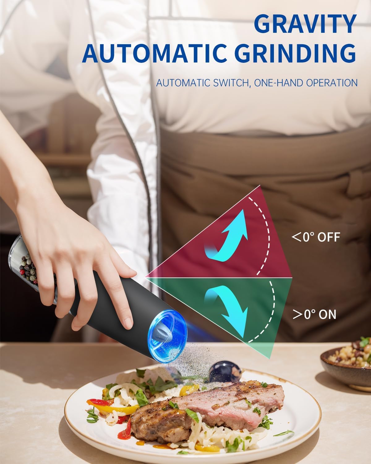 built-in blue led light that activates during use