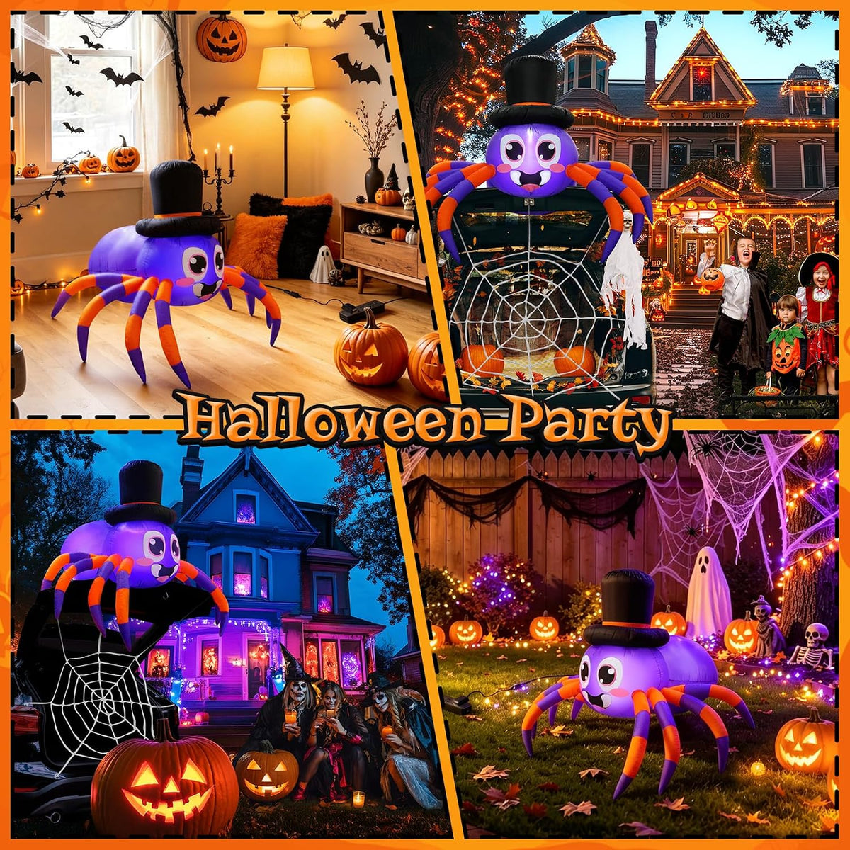 Designer Style Inflatable Halloween Spider Centerpiece – Modern Cozy Aesthetic for Bedroom, Den and Front Porch Ambiance