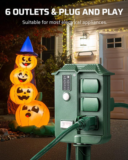 built-in dusk-to-dawn light sensor with 2/4/6/8-hour countdown and daily repeat modes
