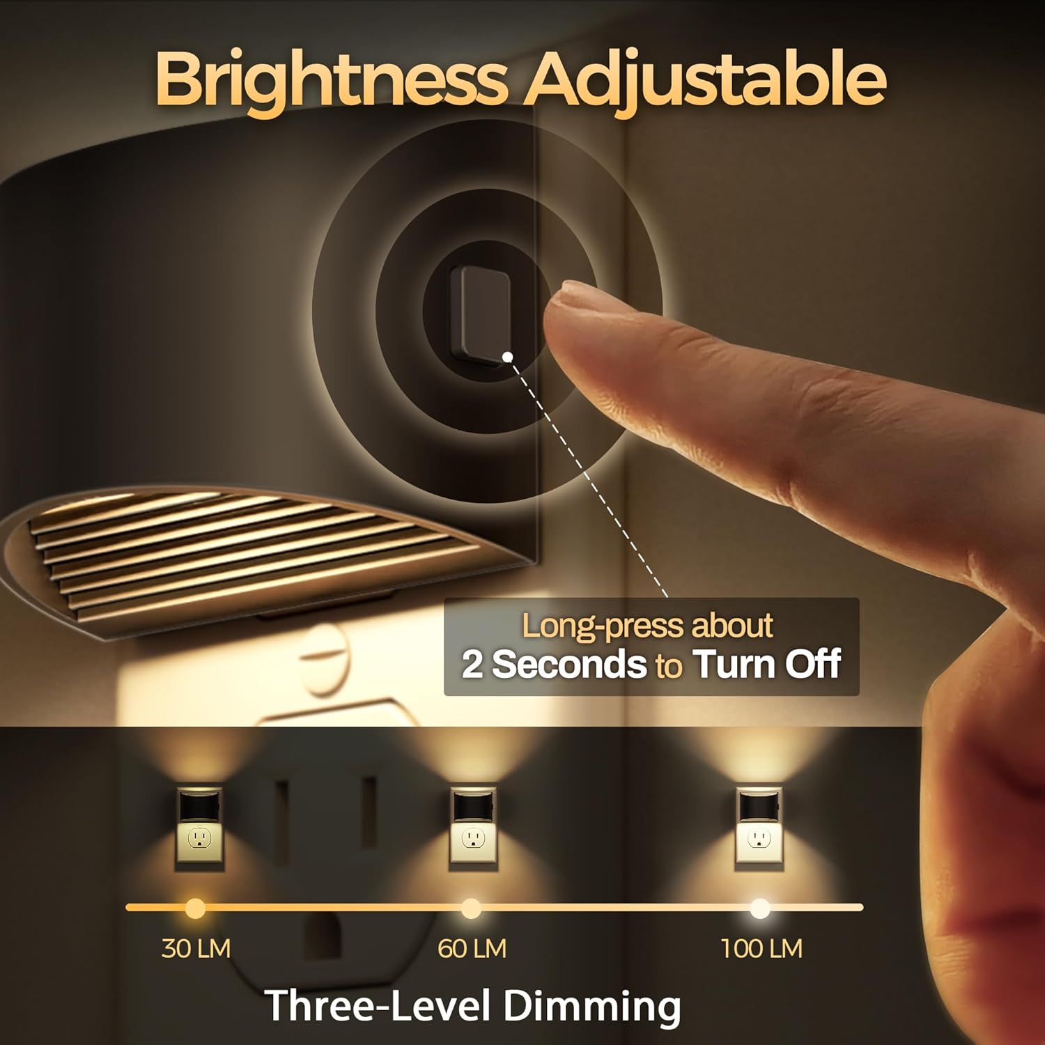 built-in dusk-to-dawn light sensor with 2-second auto shutoff in bright environments