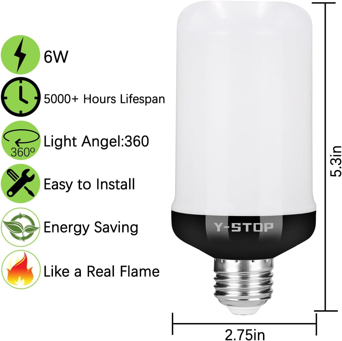Y-STOP LED Flame Bulb – Unique Birthday Gift for Mom and Women Who Love Ambient Home Styling, 2 Pack