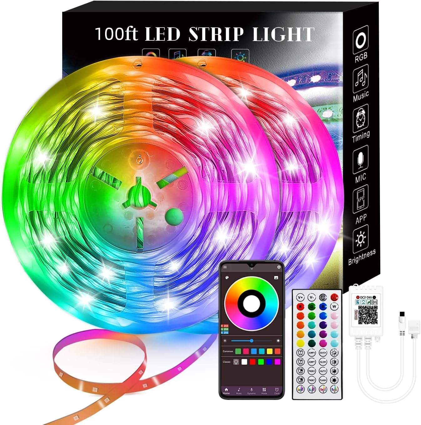 built-in high-sensitivity microphone that syncs colors to music rhythm and melody
