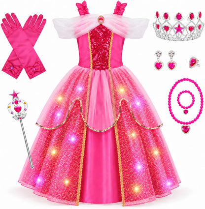 built-in led lighting concealed beneath layered tulle skirt for shimmer effect