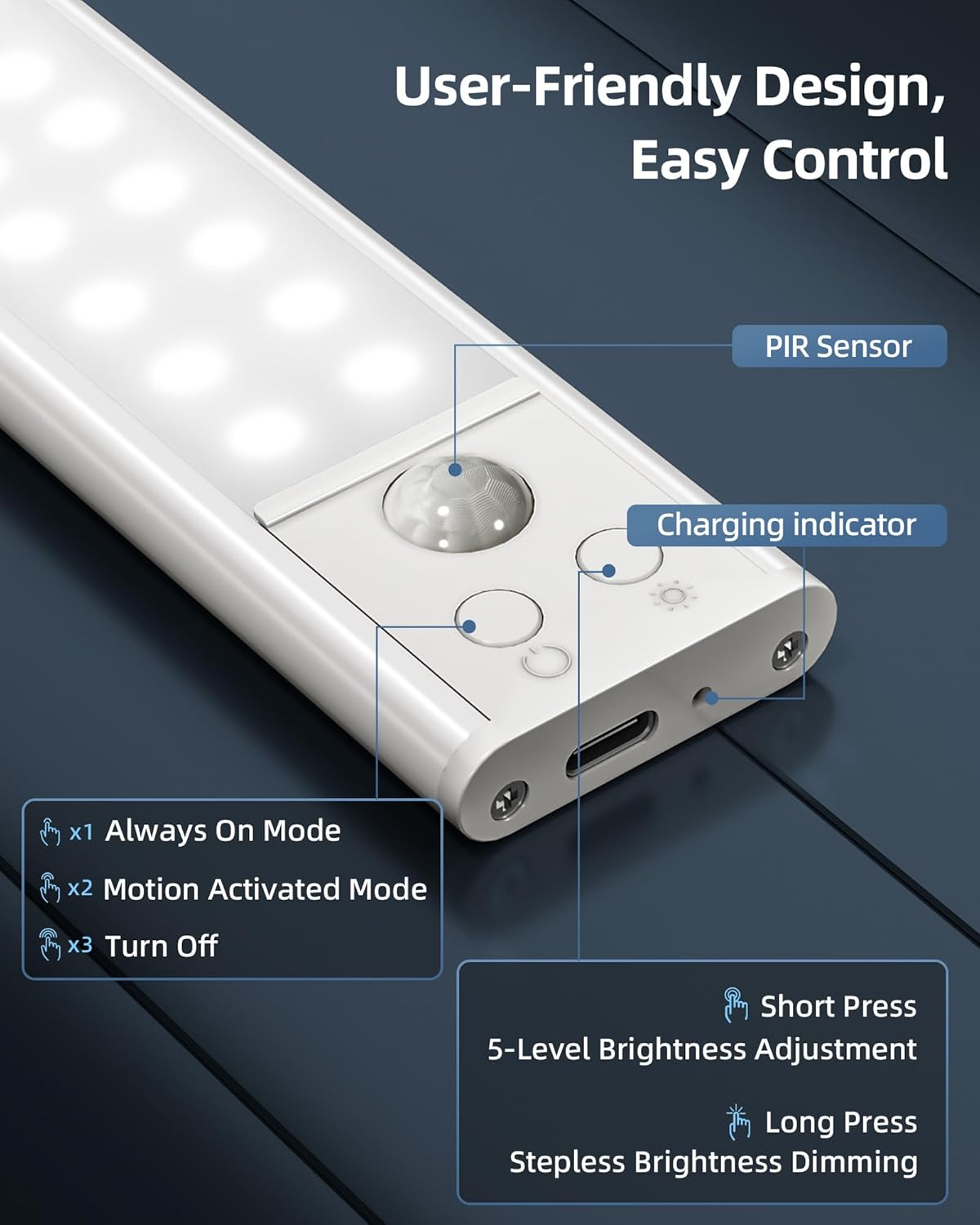 built-in magnet with included adhesive iron plates for tool-free mounting on metal or non-metal surfaces