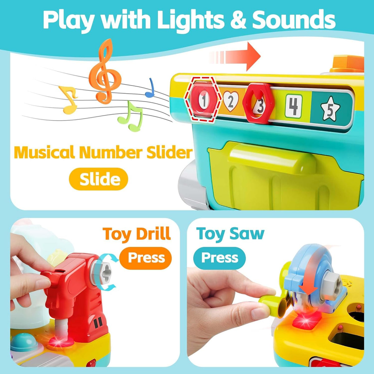 built-in music player powered by 2 aa batteries