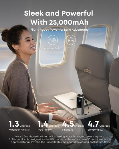 built-in retractable usb-c cable extending to 2.3 ft, rated for 20,000 retractions