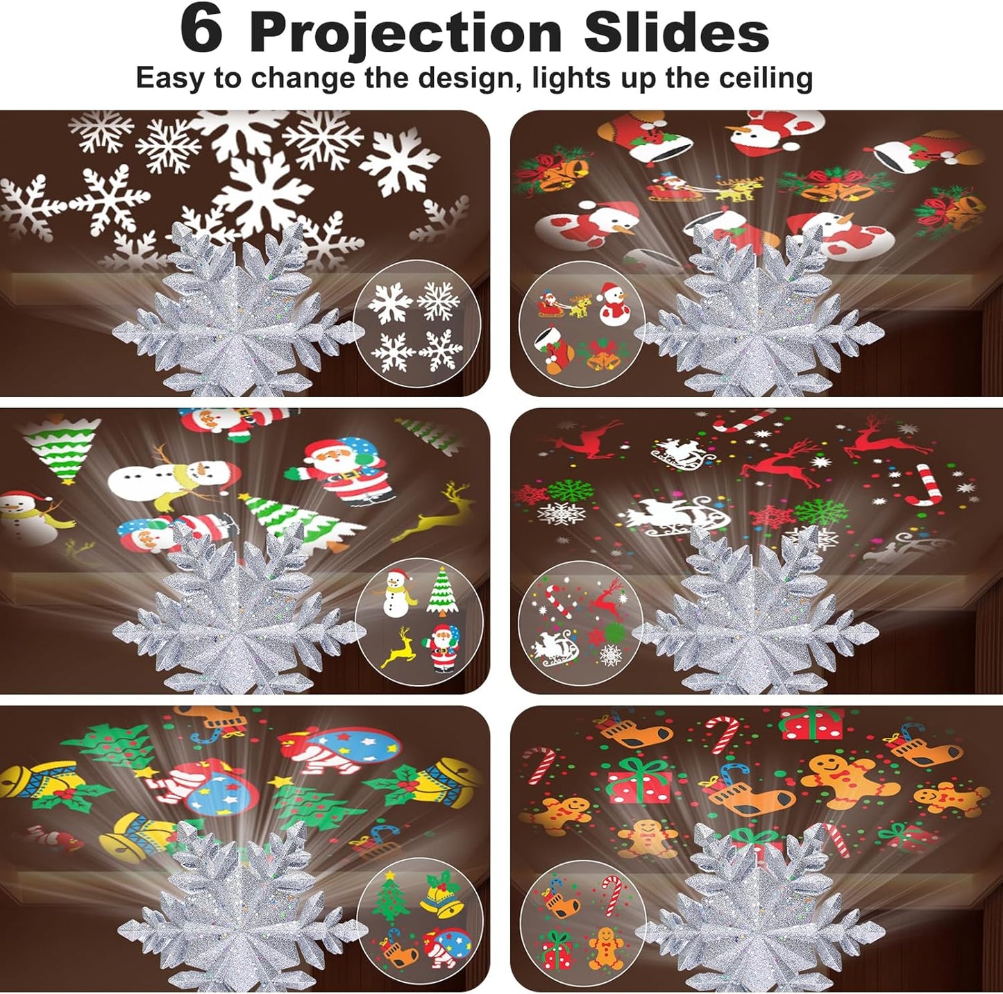 built-in rotating led light engine with 3d hollow glitter-encrusted snowflake/star housing