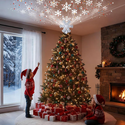 built-in rotating motor that spins the snowflake while illuminated