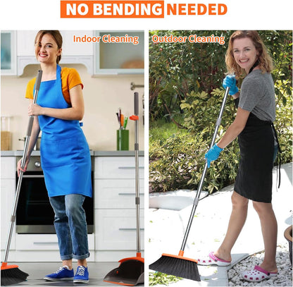 BroomEase Telescoping Sweep Combo – Slim Aluminum Build for Intentional Small-Space Storage, Upright and Clipped