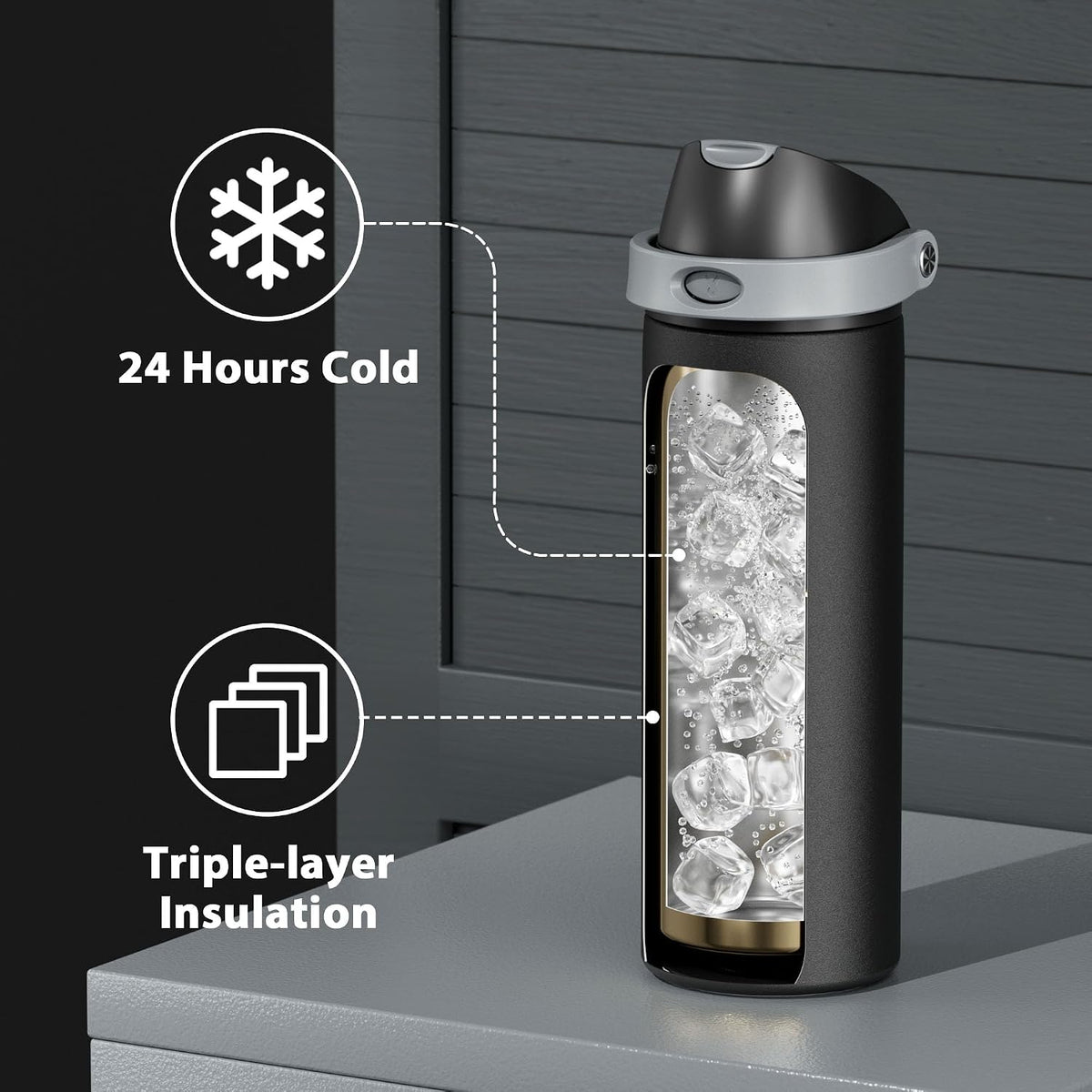 built-in silicone protective base that absorbs impact and prevents dents