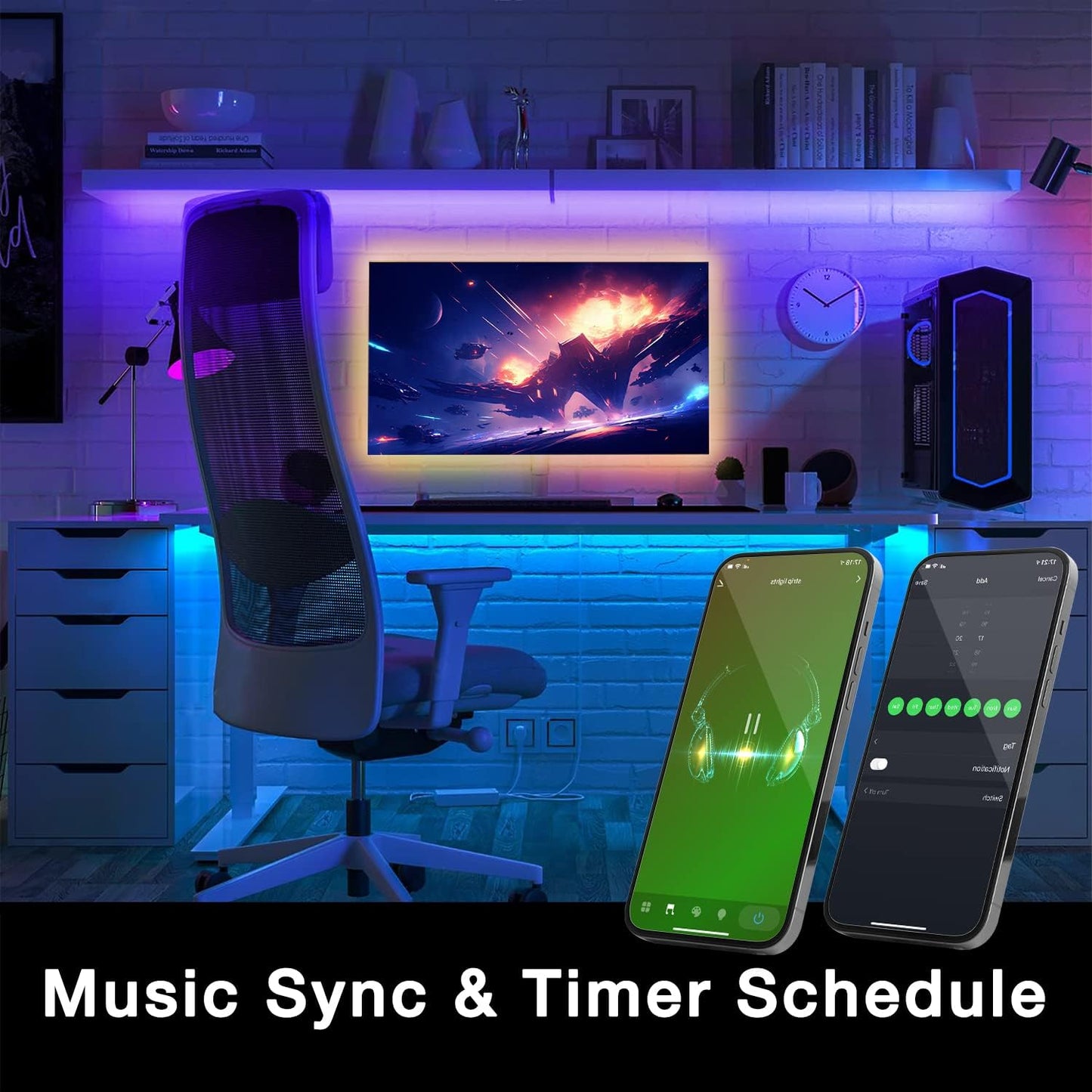 built-in smart timer and on/off scheduling through the mobile app