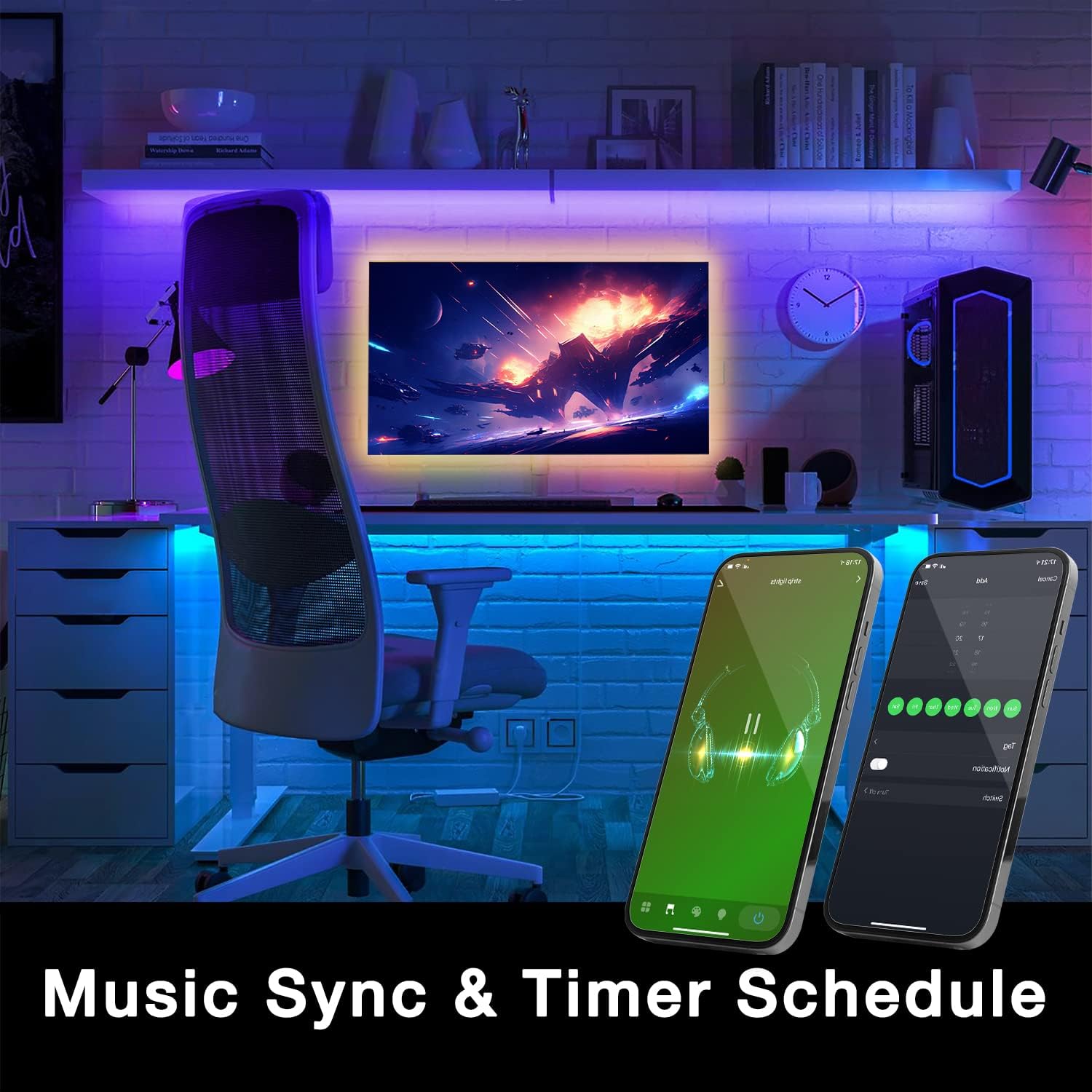 built-in smart timer and on/off scheduling through the mobile app