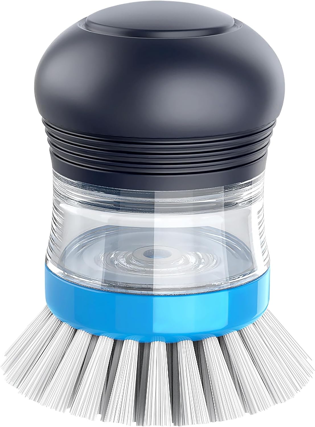 built-in soap reservoir with push-button top dispenser
