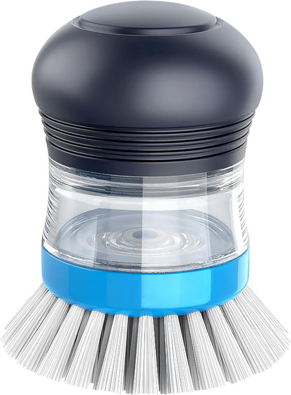 built-in soap reservoir with push-button top dispenser